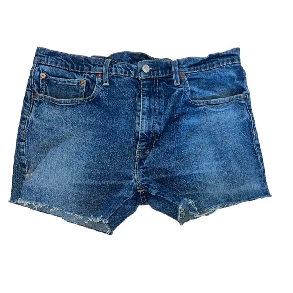 Levi's Womens 501 Button Fly High Rise Big E Dark Blue Denim Shorts Size 25